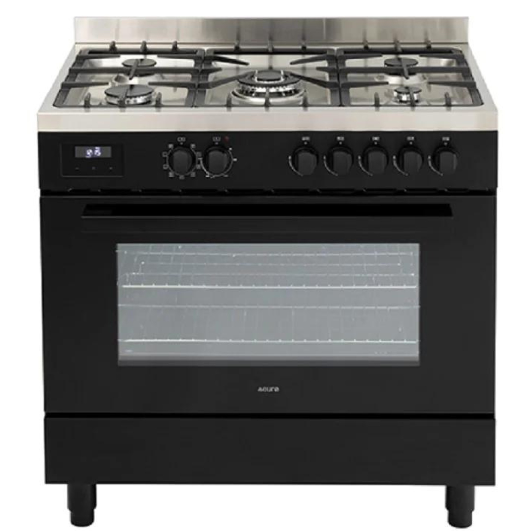 Euro Appliance 90cm Freestanding Dual Fuel Range Oven in Black - EO90FSDPBL | Perfect for Modern Kitchens & Professional Home Cooking