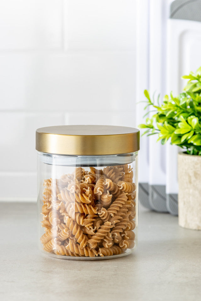 Premium Airtight Glass Food Storage Jars with Brass Lids - 32oz Set of 4 for Kitchen Pantry Organization, Dry Goods, Coffee, Tea & Spices | Eco-Friendly, Leakproof Containers for Meal Prep & Bulk Food Storage