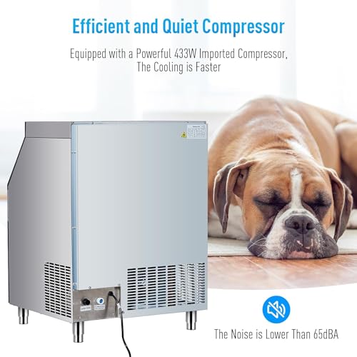 GARVEE 260lbs/24H Commercial Under Counter Ice Maker Machine - Stainless Steel, 145LBS Storage, Self-Cleaning - Perfect for Bars, Restaurants, Cafes & Home Use