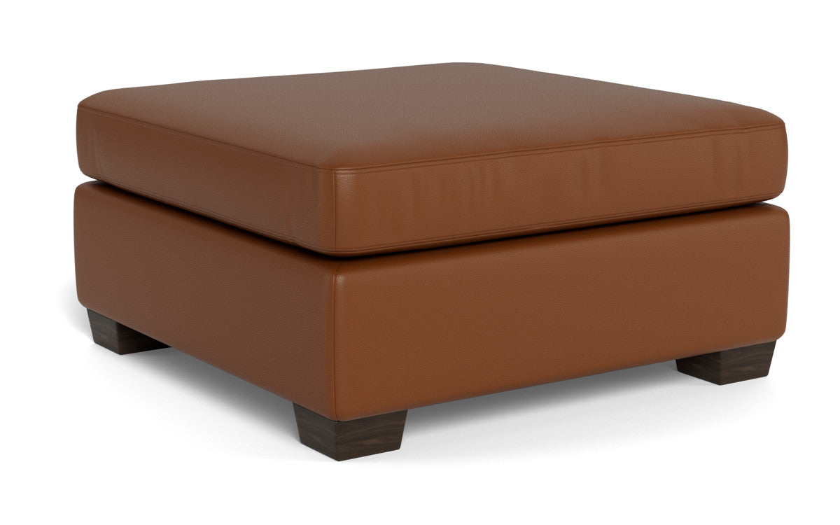 Genuine Leather Storage Ottoman with Tufted Top - Footrest, Coffee Table & Extra Seating for Living Room, Bedroom & Office