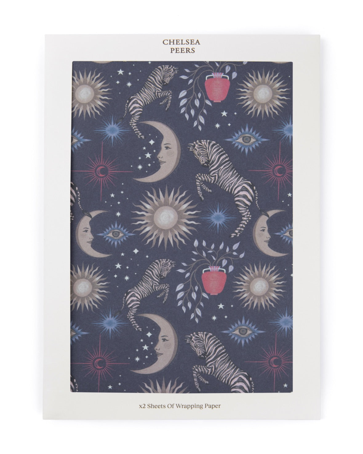 Celestial Zebra Wrapping Paper - Navy Blue Starry Night Gift Wrap for Birthdays, Christmas & Special Occasions