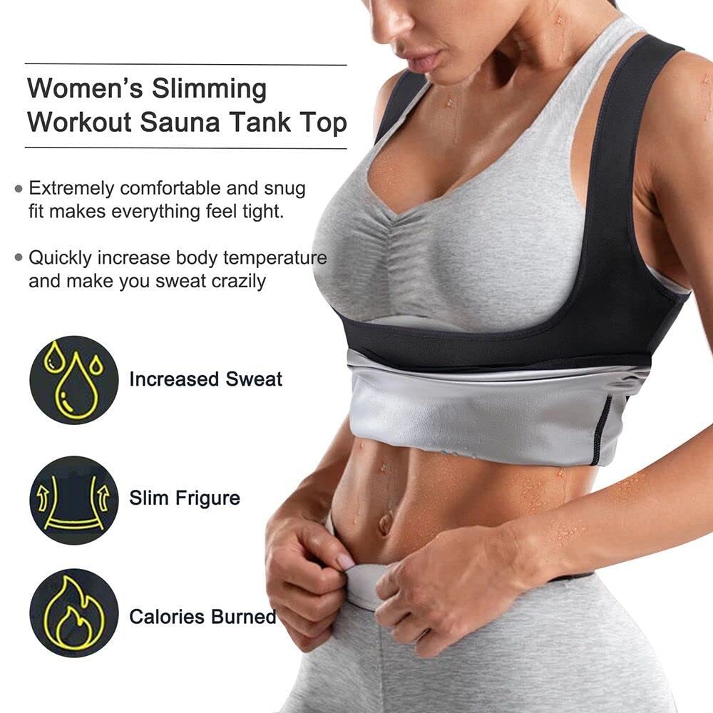 Women's Sauna Shirt & Sweat Vest - Waist Trainer Shapewear for Weight Loss, Slimming & Workout - Perfect for Gym, Yoga & Home Fitness Routines