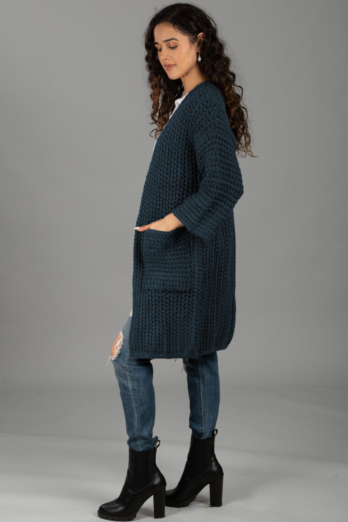 Women's Long Sleeve Kimono Cable Knit Cardigan Sweater - Cozy Fall Winter Wrap for Casual Outfits & Layering