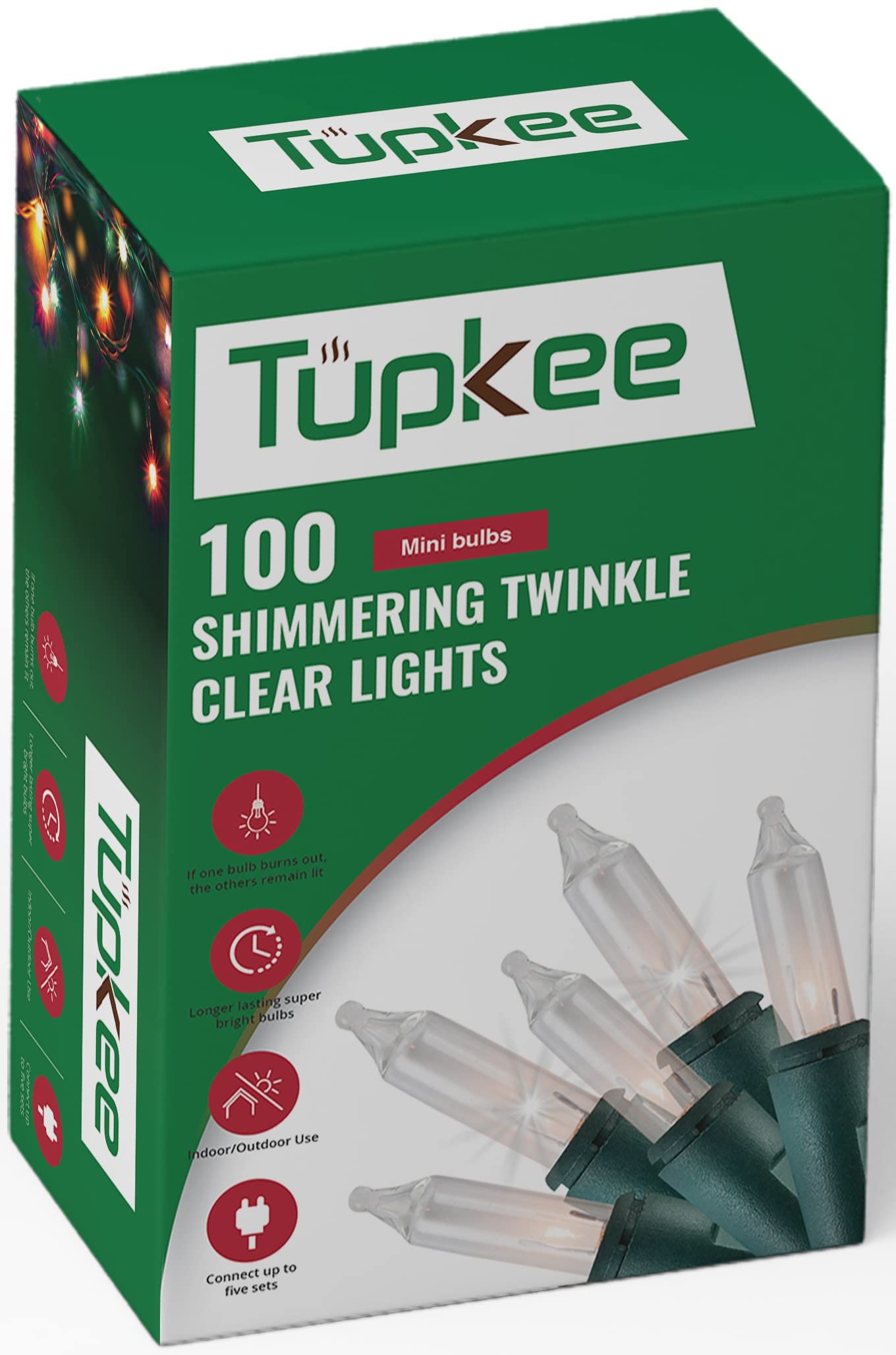 100 Clear Bulb Christmas Twinkle Lights - 20.5ft String with 12 Random Shimmering Bulbs for Indoor & Outdoor Holiday Decor - Perfect for Christmas Trees, Home, Yard, and Party Decoration