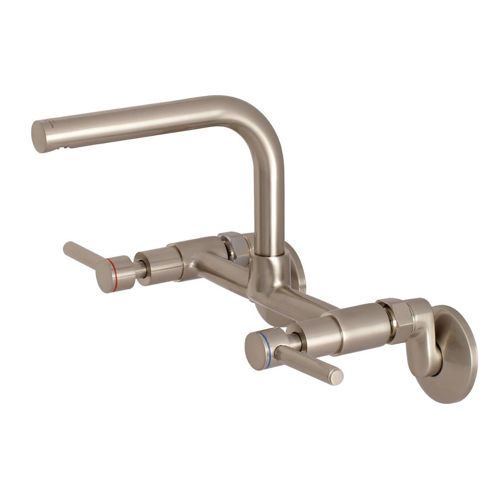 Kingston Brass Concord 8 Inch Adjustable Center Wall Mount Kitchen Faucet - Single Handle Pull Down Sprayer - KS812 - Perfect for Modern Farmhouse & Commercial Kitchens
