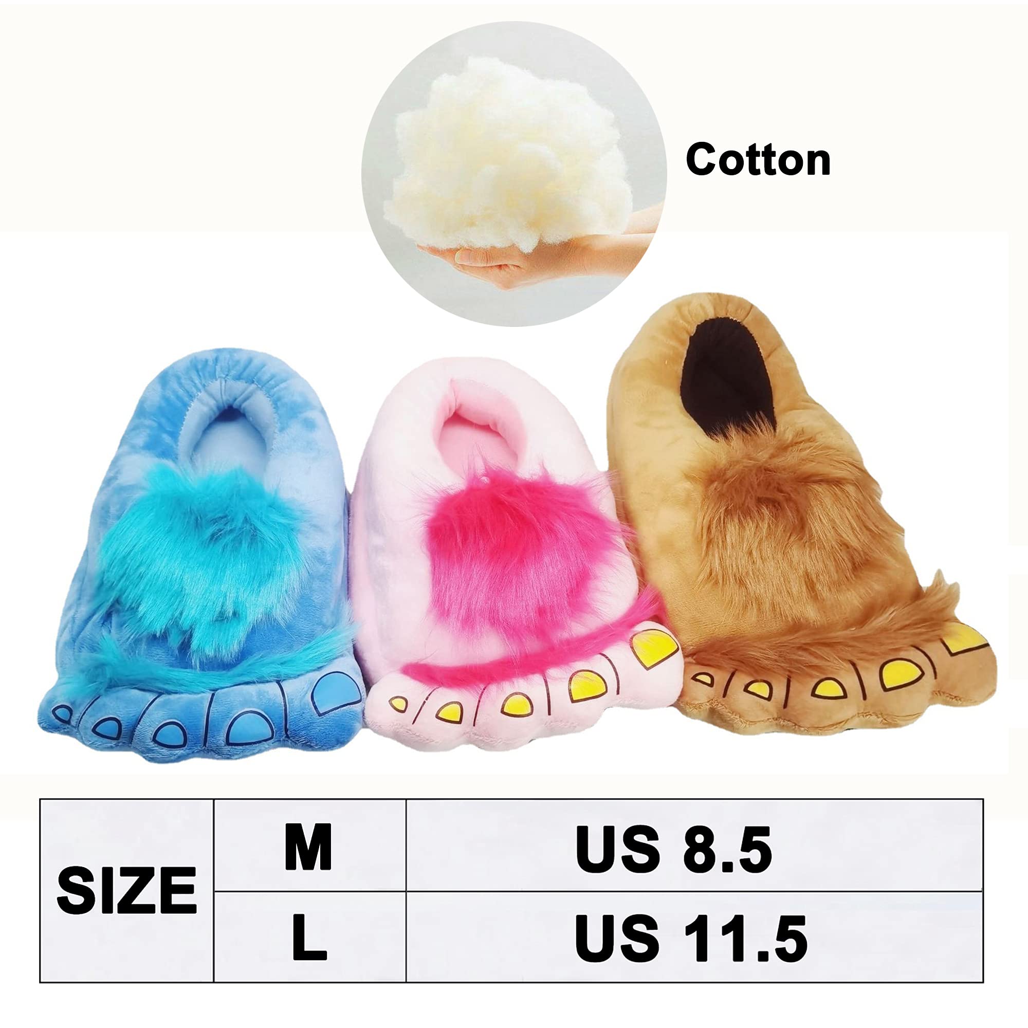 Men's & Women's Furry Monster Adventure Slippers - Warm Winter Hobbit Feet House Shoes for Adults | Cozy Indoor/Outdoor Novelty Slippers for Christmas Gifts & Fantasy Costume Parties