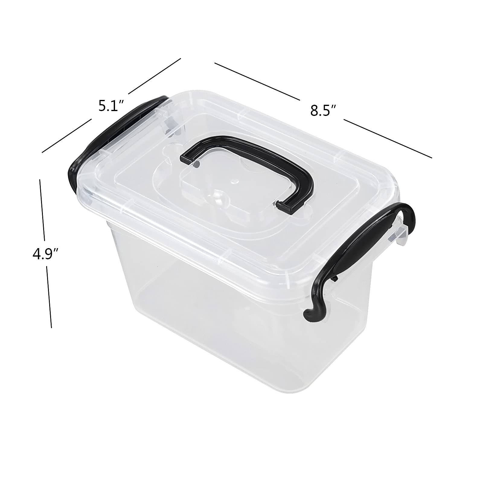 6-Pack Clear Plastic Storage Boxes with Latching Lids - 1.5L Small Organizer Bins for Kitchen, Bathroom, Office & Craft Supplies Storage