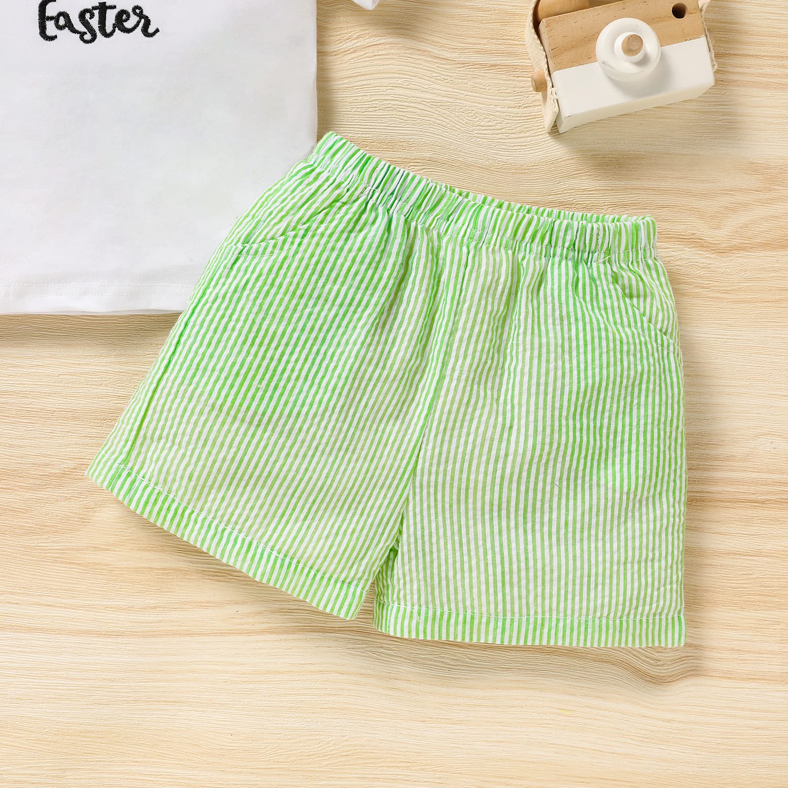 Sinhoon Toddler Easter Outfits - Cute Bunny Graphic T-Shirt & Striped Casual Pants Set for Baby Boys & Girls (6-24 Months) | Unisex Spring Holiday Outfit for Easter Egg Hunt & Family Photos