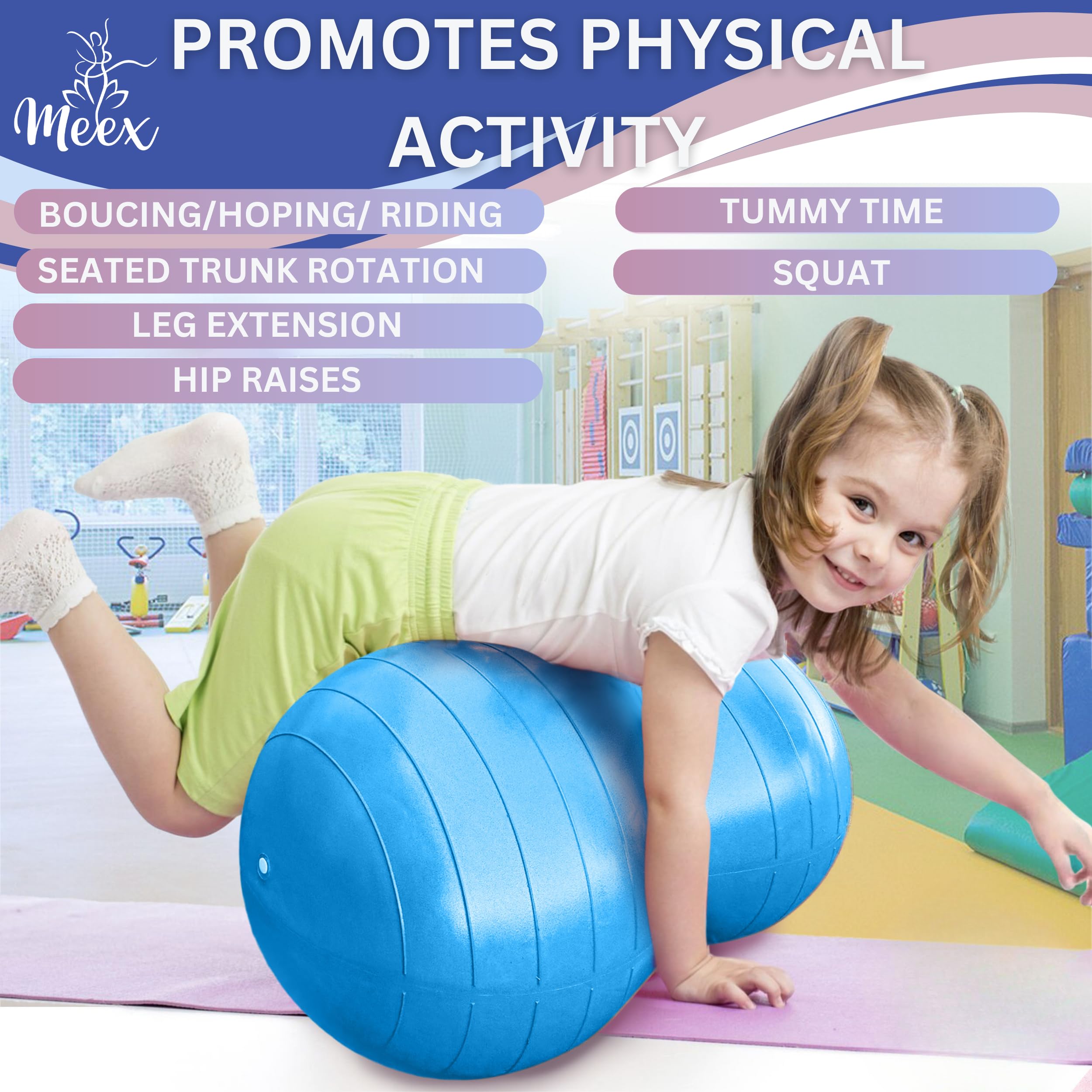 **Meex Sensory Peanut Ball for Kids - Therapy & Exercise Yoga Ball to Improve Balance, Motor Skills & Calming Development - Flexible Seating for Autistic Children - Perfect for Home, Classroom & Physical Therapy Sessions**
