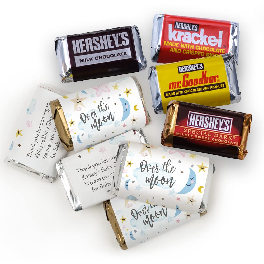 200pcs Personalized Girl Baby Shower Candy Kit - Custom Party Favors for Guests, Candy Buffet Supplies (Miniatures, Pink Kisses, Peanut Butter Cups) - Perfect for Baby Showers, Gender Reveals & Birthday Celebrations