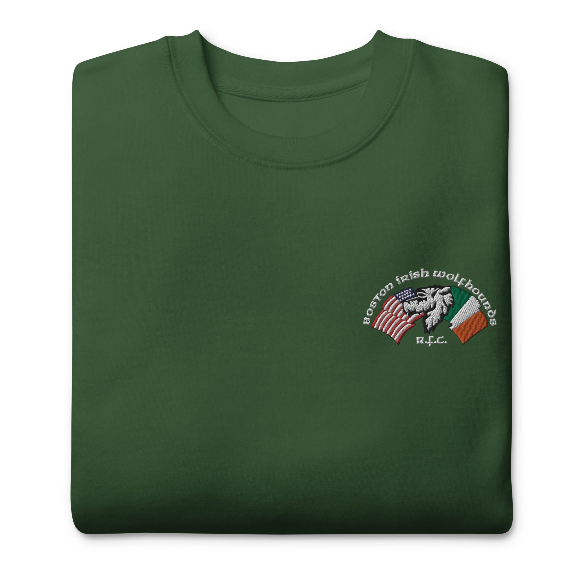 Boston Irish Wolfhounds YRFC Embroidered Crewneck Sweatshirt - Comfortable Cotton Pullover for Men & Women - Perfect for Football Games, Tailgating & Casual Wear