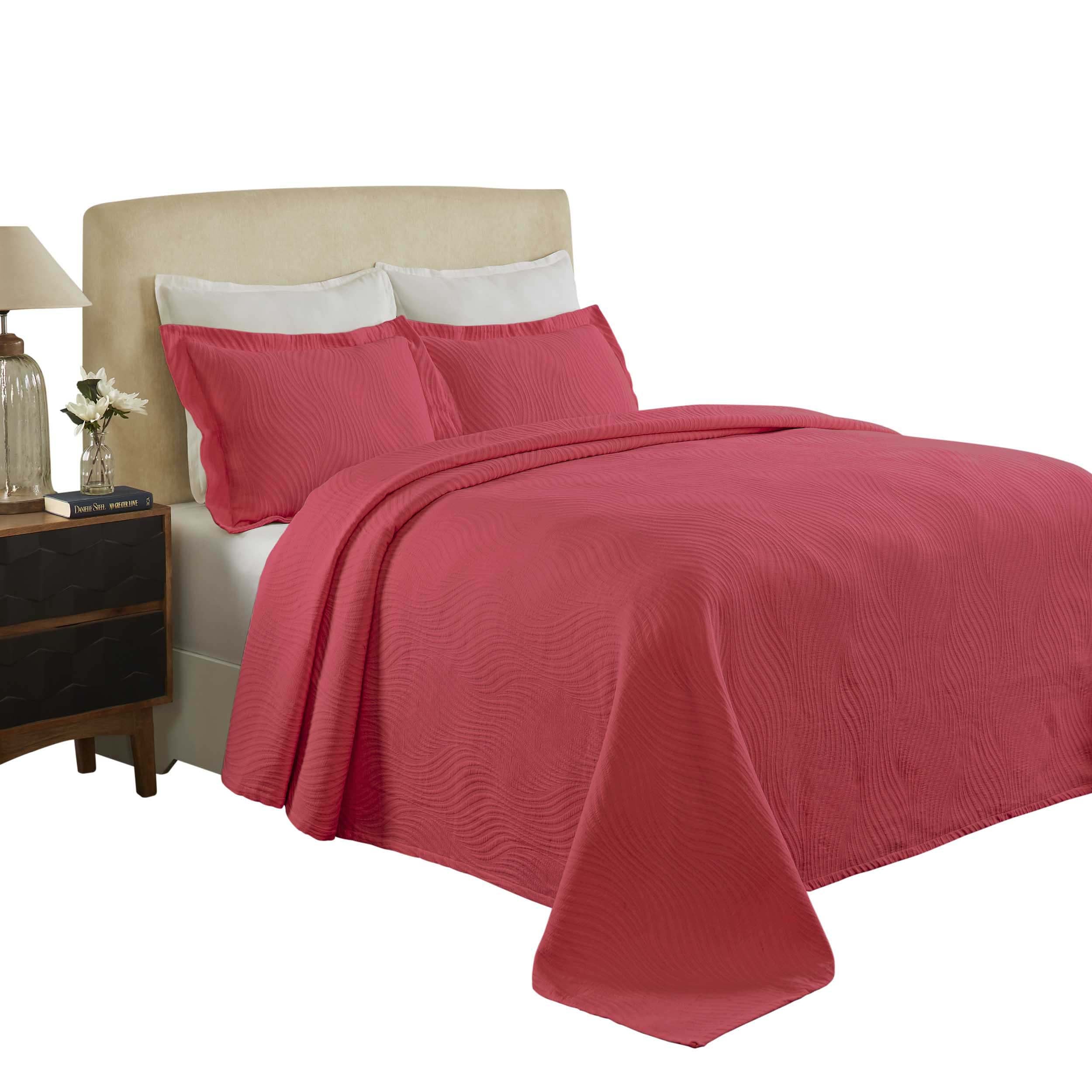 Luxury Cascade Cotton Jacquard Matelassé 3-Piece Bedspread Set - Queen Size Bedding with Elegant Textured Design for Master Bedroom & Guest Room Decor
