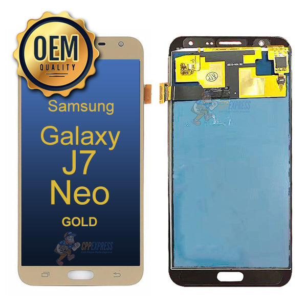 Samsung Galaxy J7 Neo 2017 LCD Touch Screen Digitizer & Assembly Without Frame - Gold Replacement Part for DIY Repair | Compatible with Home, Office & Travel Use