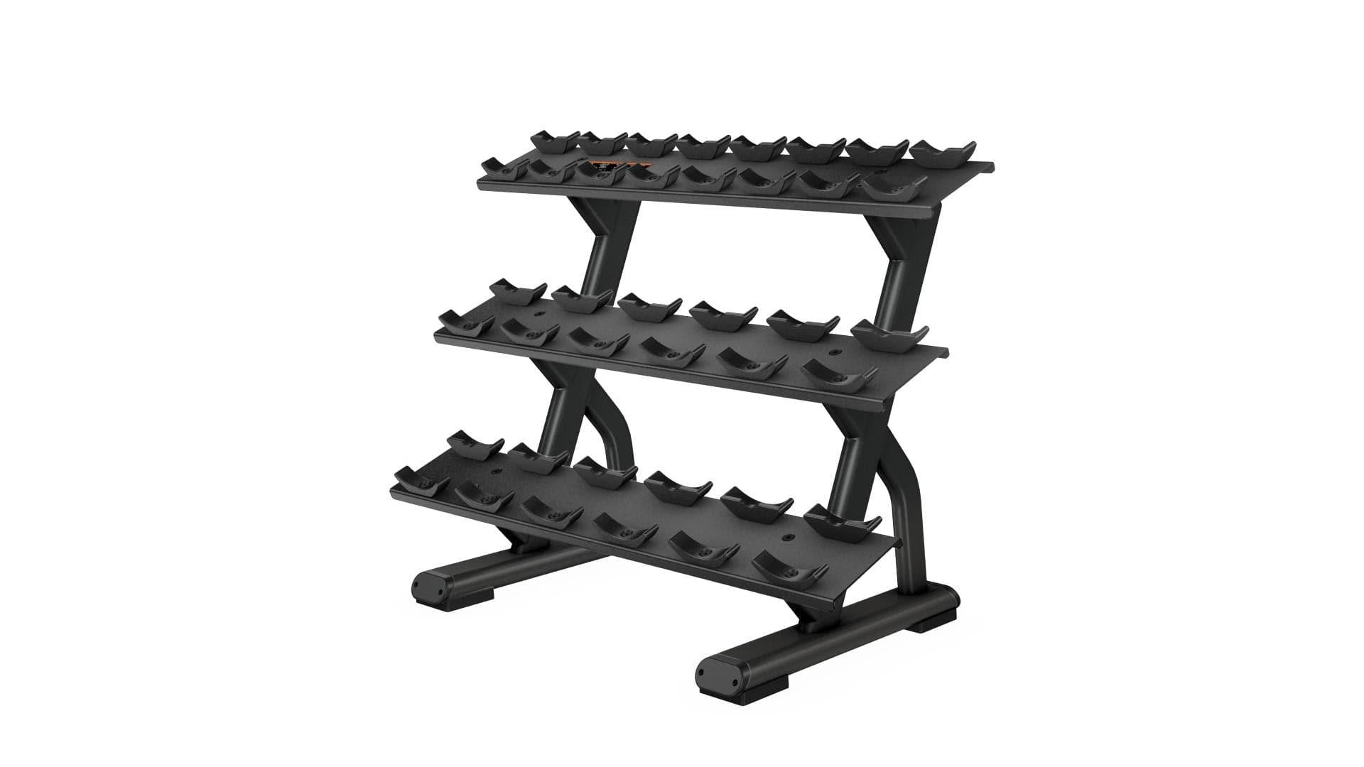 Precor Discovery Series 3-Tier 10-Pair Dumbbell Rack (DBR0814) - Heavy Duty Gym Equipment for Home & Commercial Use