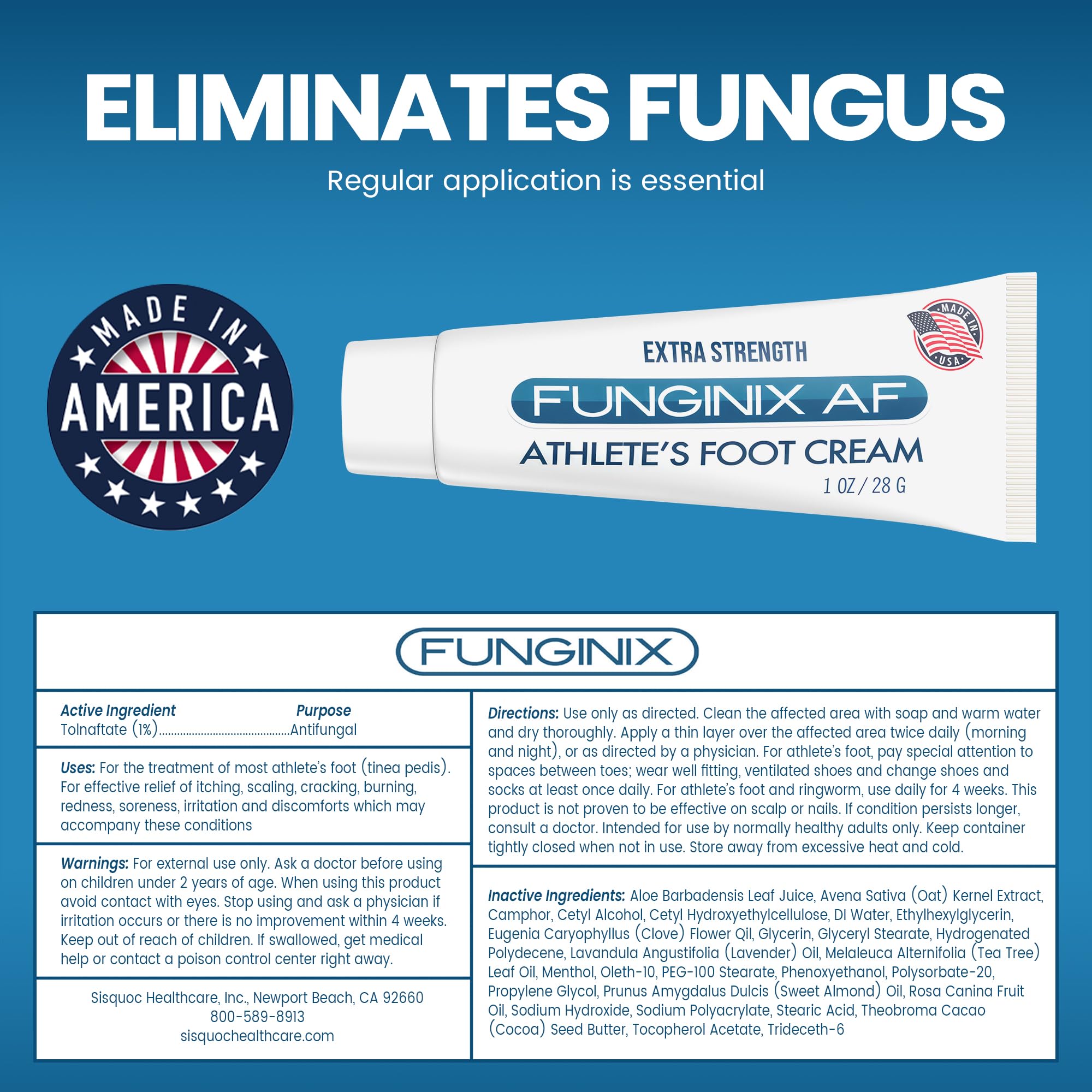 FUNGINIX AF Athlete's Foot Cream - Topical Anti-Fungal Treatment for Toe Fungus & Ringworm, Fast Relief for Itching & Burning, Doctor Recommended (3 Tubes) - Ideal for Gym, Pool & Locker Room Protection