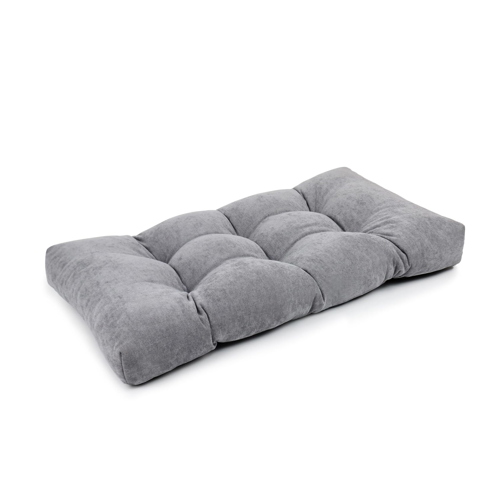 ROFIELTY Tufted Bench Cushion with 2 Ties - 36x14x4 Inch Light Grey Indoor Furniture Cushion for Window Seats, Shoe Closets & Piano Benches | Comfortable Home Decor for Living Rooms, Entryways & Bedrooms