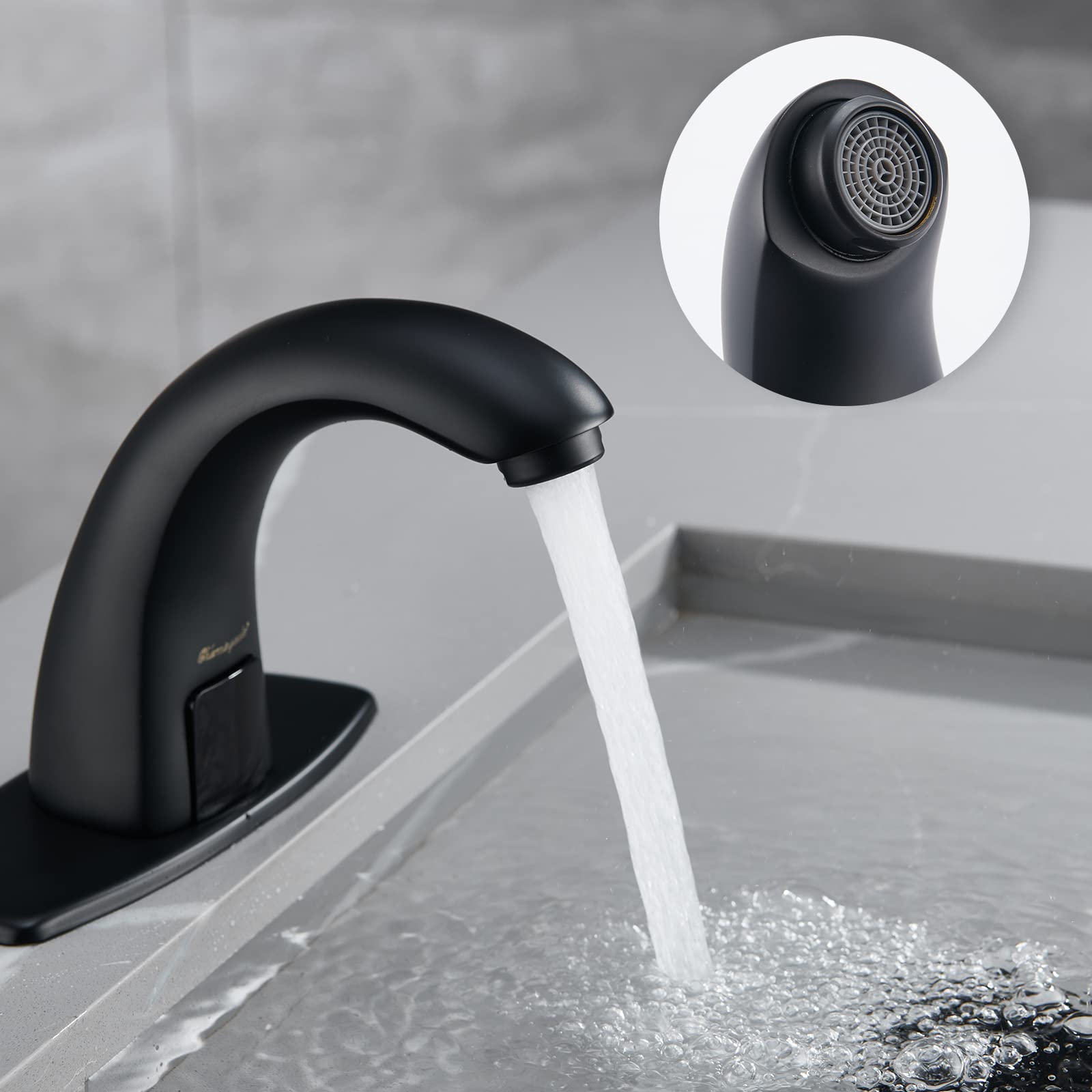 Automatic Sensor Faucet - Touchless Bathroom Sink Faucet with Hole Cover Plate, Matte Black Finish for Modern Homes & Public Restrooms - Water Saving & Hygienic Hands-Free Operation