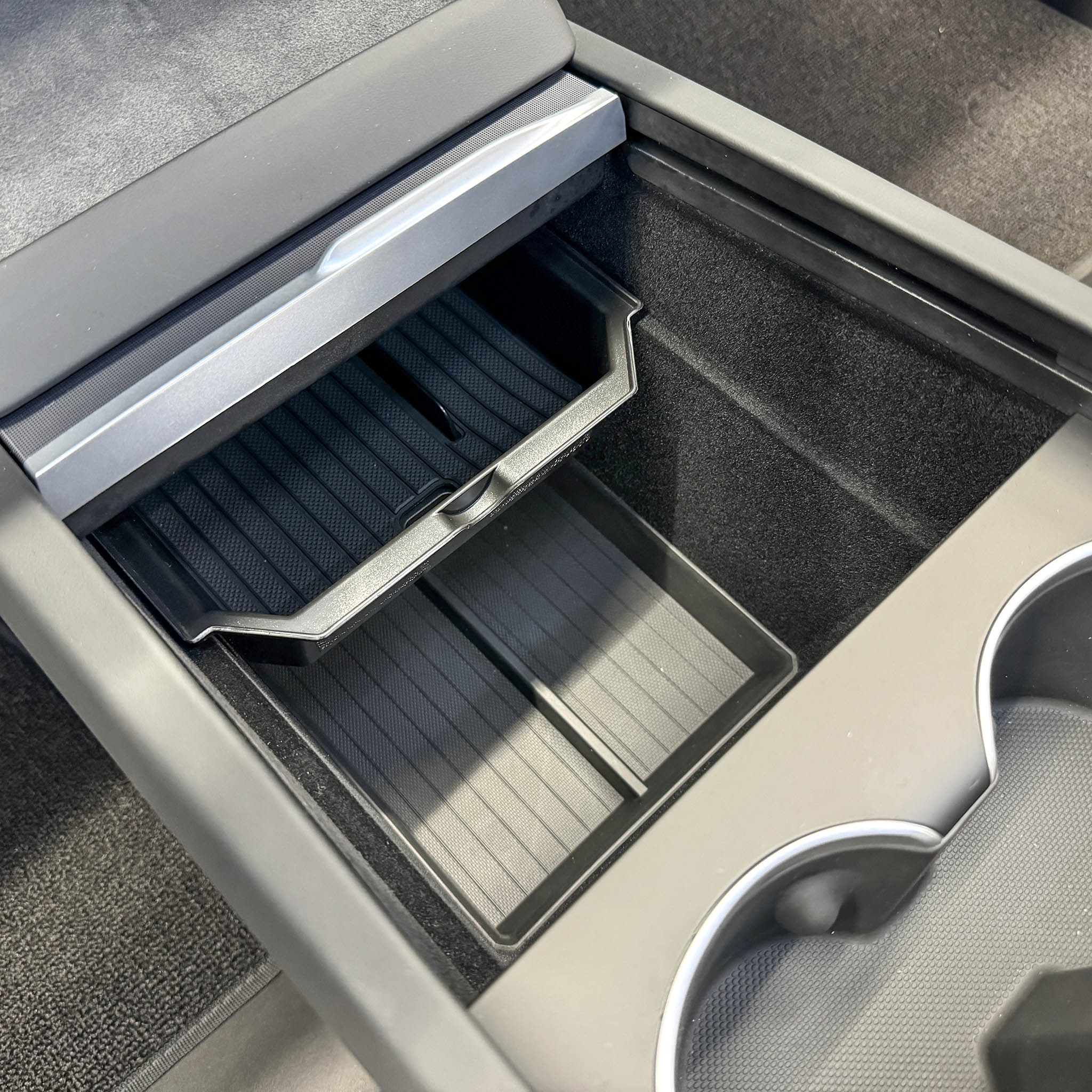 2024 Tesla Model 3 & 2025 Model Y Center Console Organizer - Premium Under Seat Storage Tray for Phones, Keys & Accessories | Perfect for Road Trips & Daily Commutes