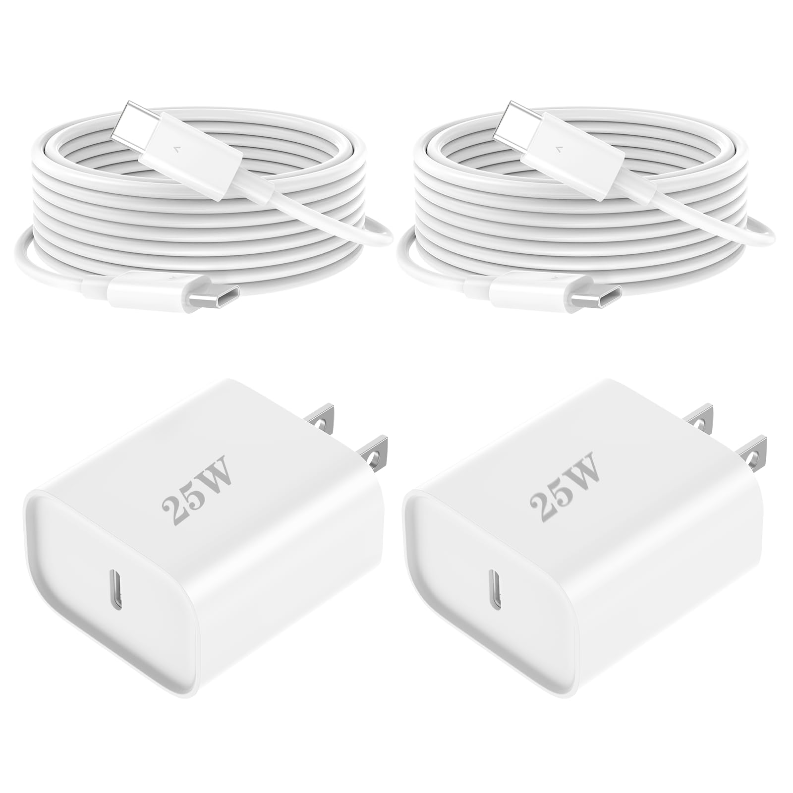 Fast Charging USB C Charger Block for iPhone 16/15 Series - 2 Pack 6FT Type C Cable Included - Compatible with iPhone 16/16 Plus/16 Pro/16 Pro Max/iPhone 15/15 Pro Max/iPad Pro/AirPods - Perfect for Home, Office & Travel Charging