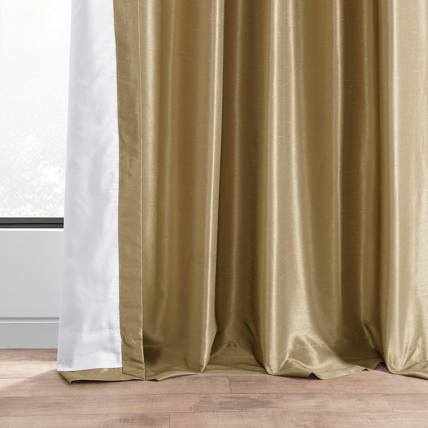 Vintage Textured Faux Dupioni Silk Room Darkening Curtains - 1 Panel (50x96 Inches) - Flax Gold - Elegant Blackout Drapes for Bedroom & Living Room - Perfect for Home Theater, Nursery & Light Control
