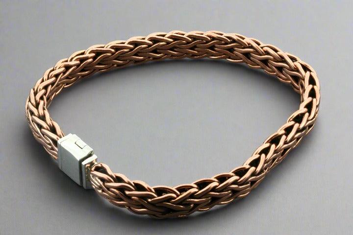 Handmade Plaited Copper Bracelet with Silver Clasp - Boho Chic Jewelry for Women, Perfect for Casual Wear, Date Nights & Gift Giving