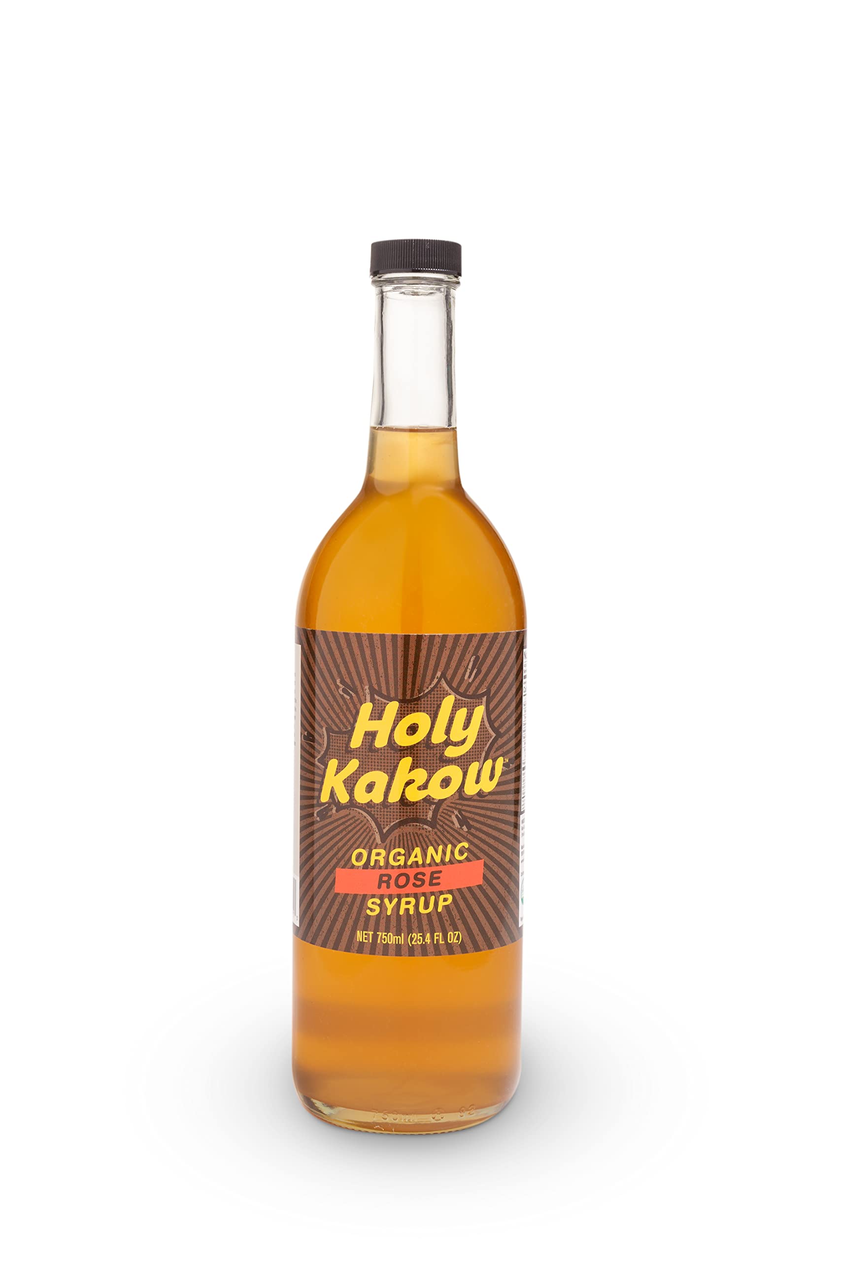 Holy Kakow Organic Rose Syrup for Coffee, Lattes, Cocktails & Shakes - 750ml | Natural Flavor Enhancer for Beverages, Baking & Desserts | USDA Certified Organic, Real Food Ingredients