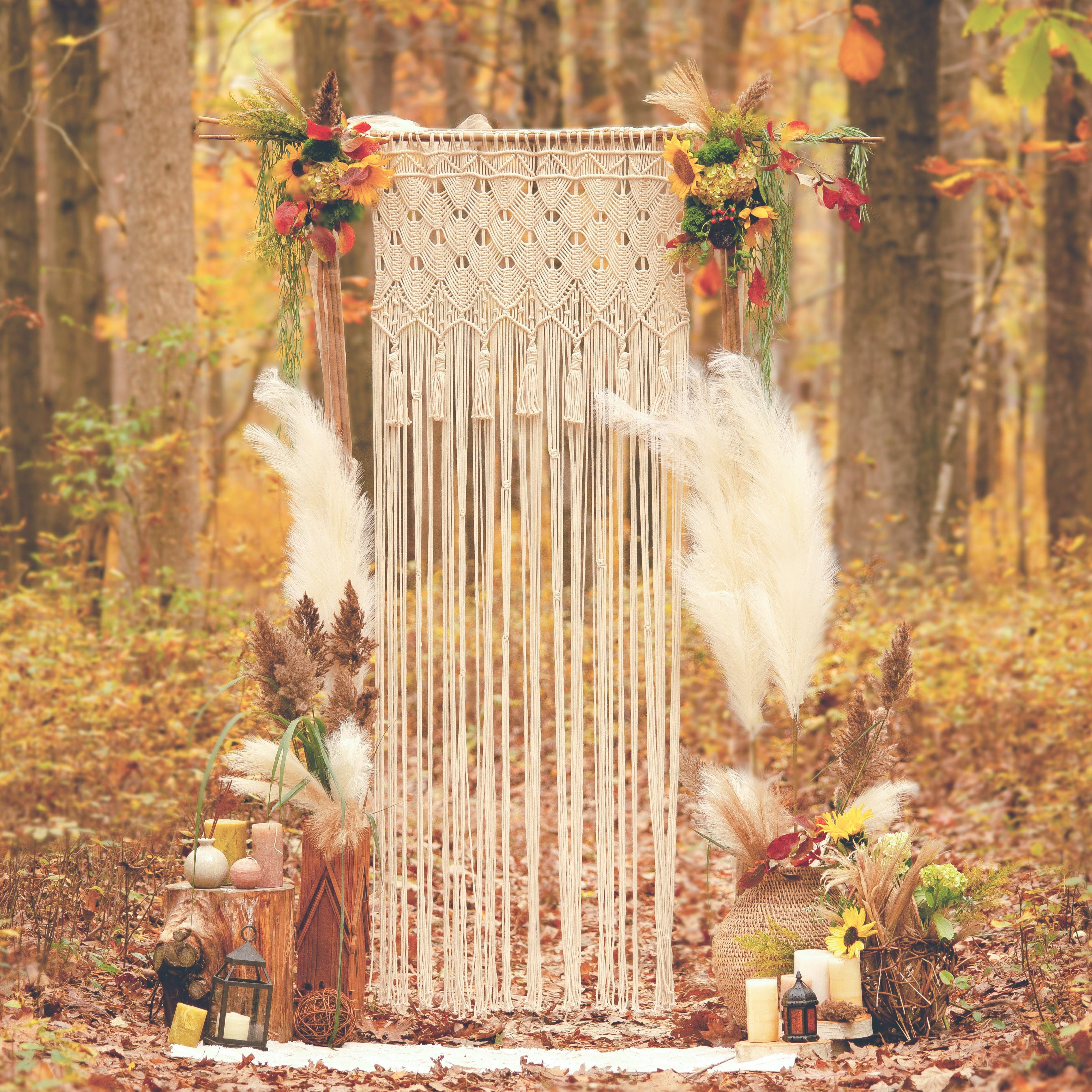 Boho Macrame Tassel Cotton Window Curtains for Living Room, Bedroom - Handmade Bohemian Sheer Drapes with Tassel Trim - Perfect for Home Decor, Nursery & Cozy Spaces