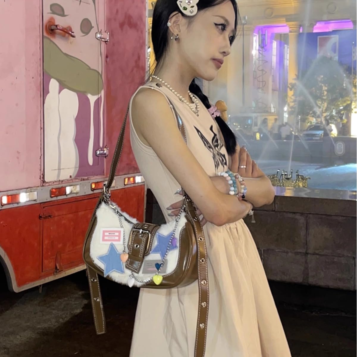 Y2K Star Purse - Cute Anime Japanese Gothic Shoulder Bag for Women & Teen Girls | Jpop Kpop Messenger Handbag Crossbody Bag | Perfect for School, Travel, Cosplay & Daily Use