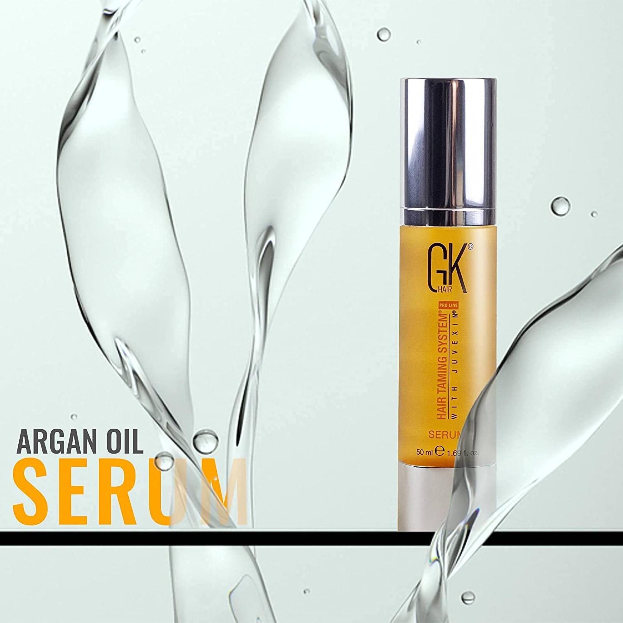 GK Hair Taming Serum - Smoothing & Frizz Control Hair Treatment for All Hair Types - Perfect for Daily Styling & Heat Protection