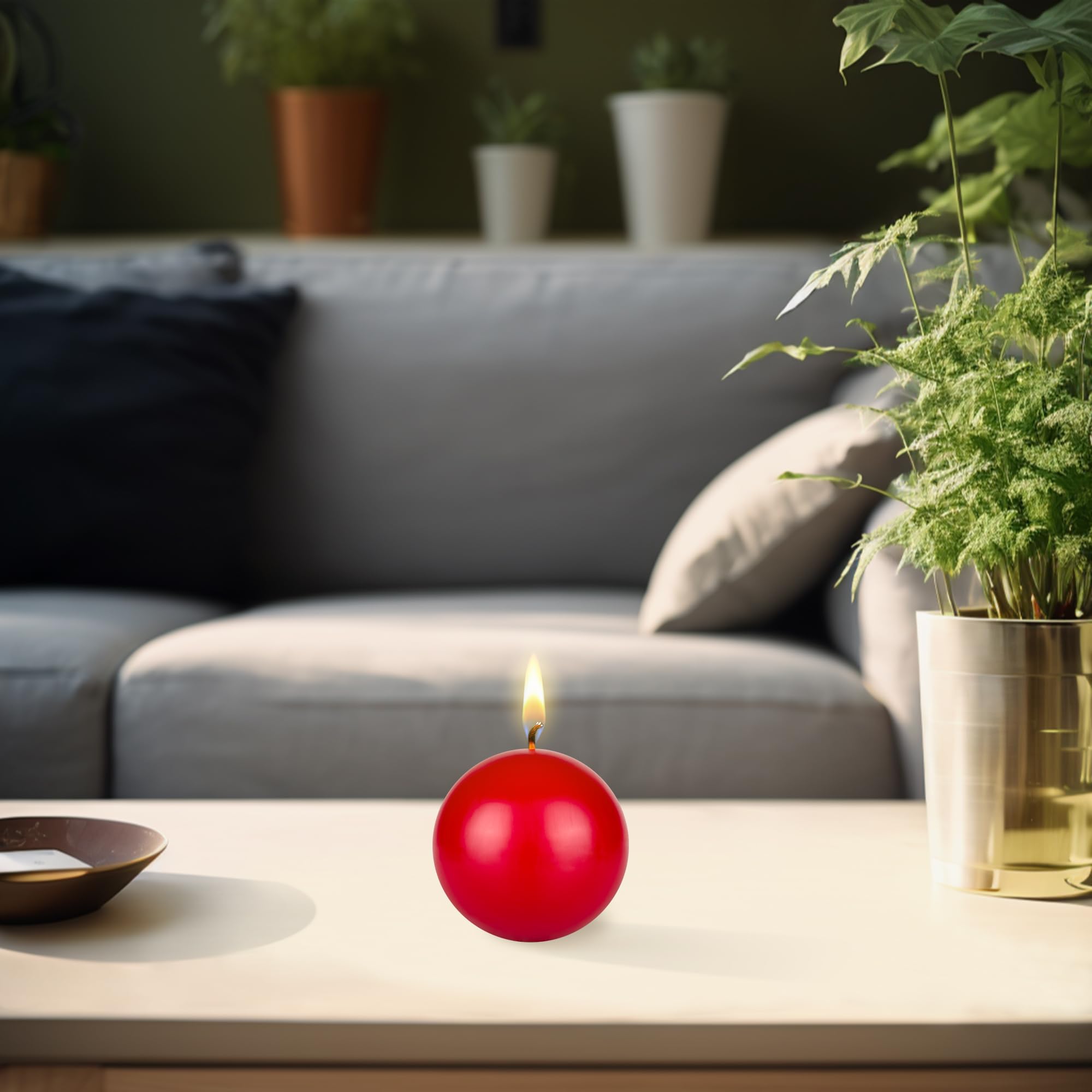 Premium Unscented Red Ball Candles 6-Pack - 3