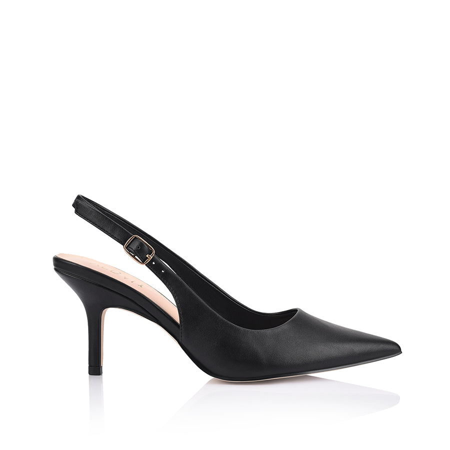 Shayley Women's Black Slingback Stiletto Heels - Elegant High Heel Pumps for Party, Wedding & Evening Wear