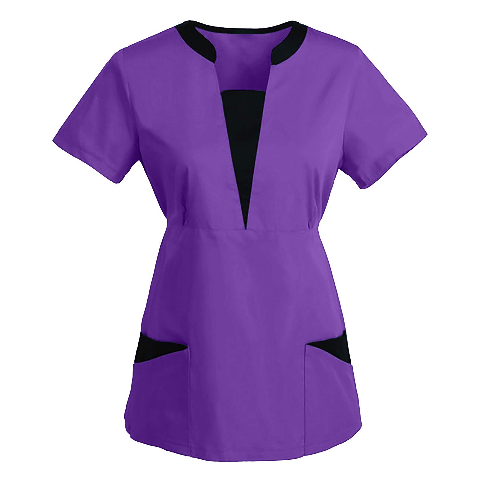 MLAGJSS Women's V-Neck Polo Shirts Short Sleeve Collared Tops with Ruched Front & Curved Hem - Casual Work Office & Summer Outdoor Wear