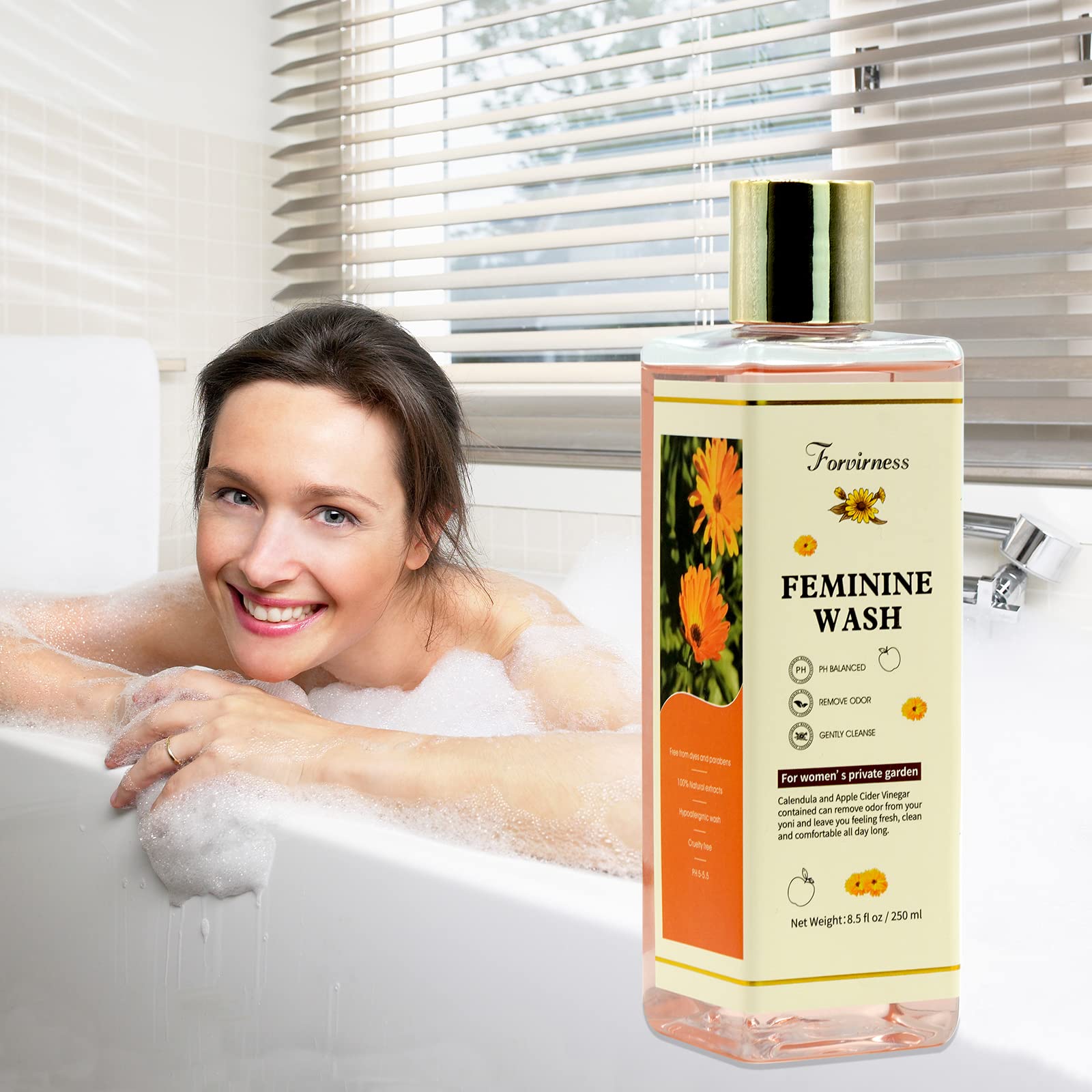 Organic Feminine Wash for Sensitive Skin | pH Balanced Intimate Cleanser with Calendula & Apple Cider Vinegar | Gynecologist Approved Vaginal Wash for Odor Control & Hygiene | 8.5 fl.oz | Perfect for Daily Use, Post-Workout & Travel
