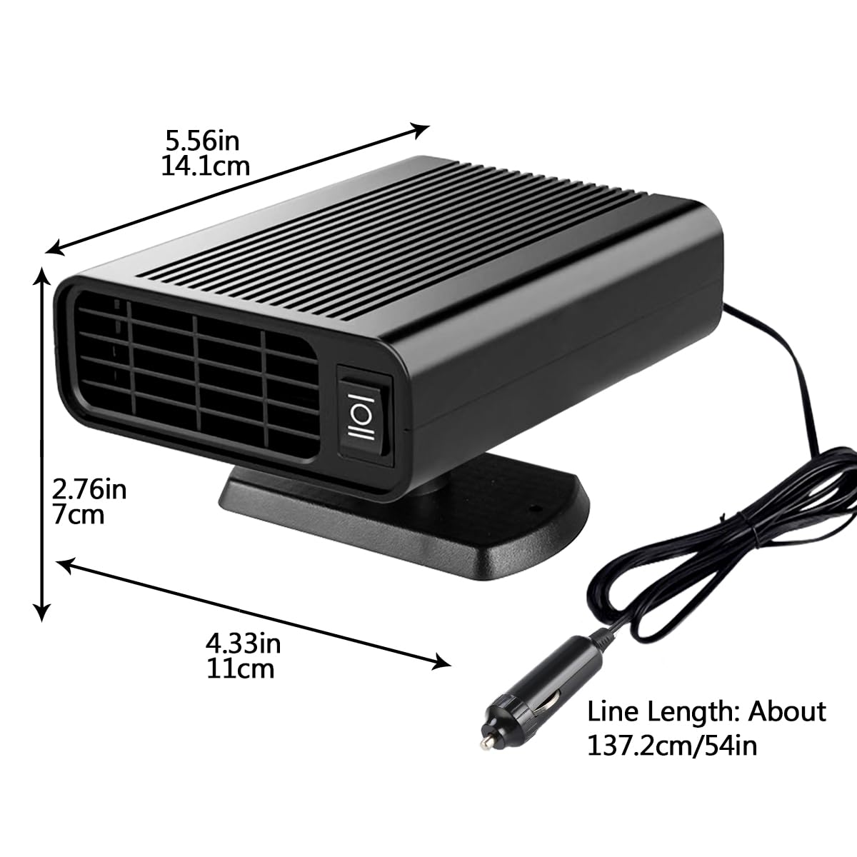 12V Car Heater with Fast Heating & 2-in-1 Defrost Defogger, Cigarette Lighter Plug-in Vehicle Heater for Winter Warmth and Clear Visibility
