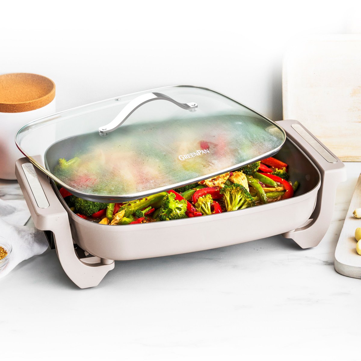 7 Quart Advanced Non-Stick Skillet - Premium Heavy Duty Frying Pan with Lid for Induction, Gas & Electric Stoves - Perfect for Searing, Stir-Frying & Family Cooking