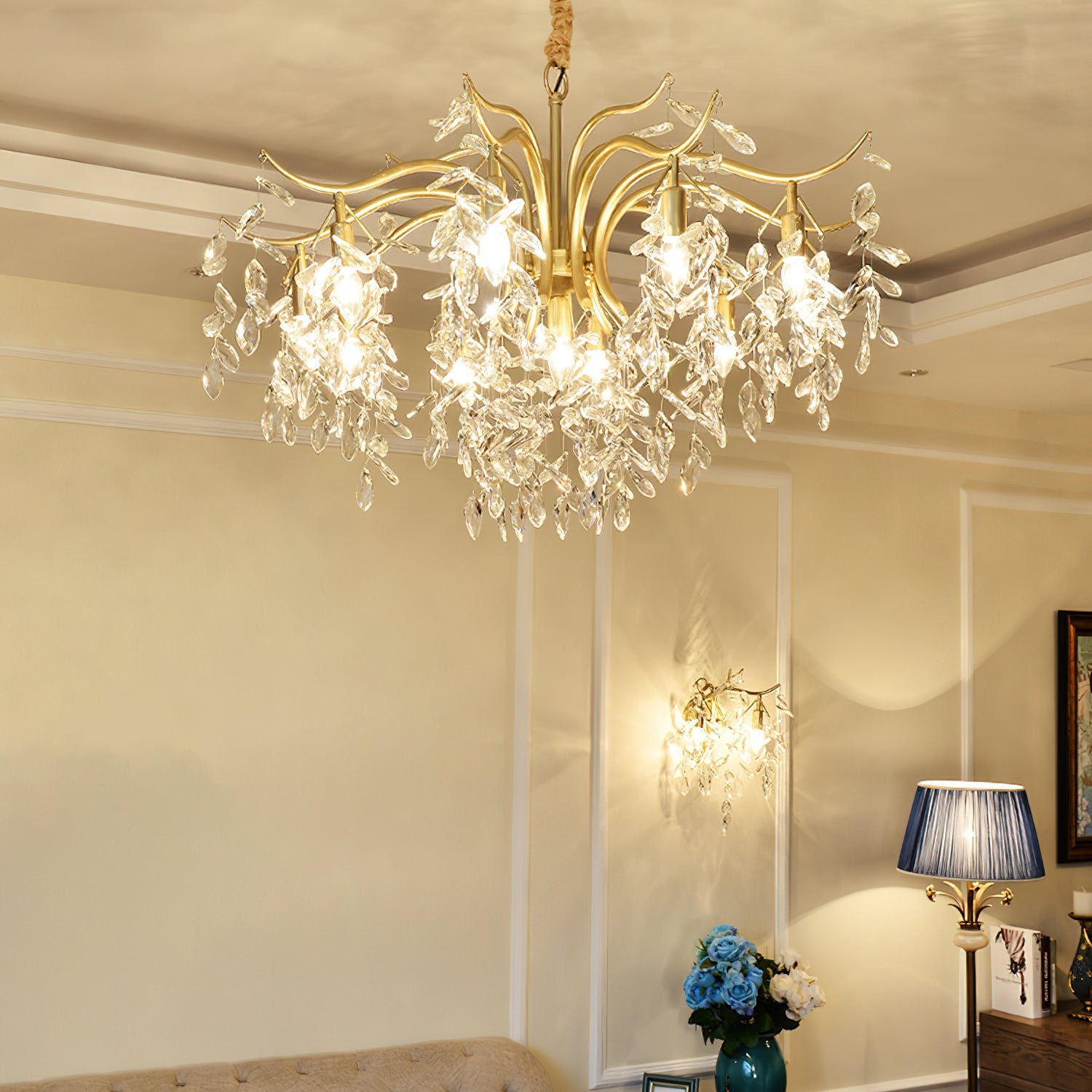 Dorale Chandelier - Modern Crystal Ceiling Light Fixture for Dining Room & Living Room | Elegant Lighting for Home Decor & Wedding Venues