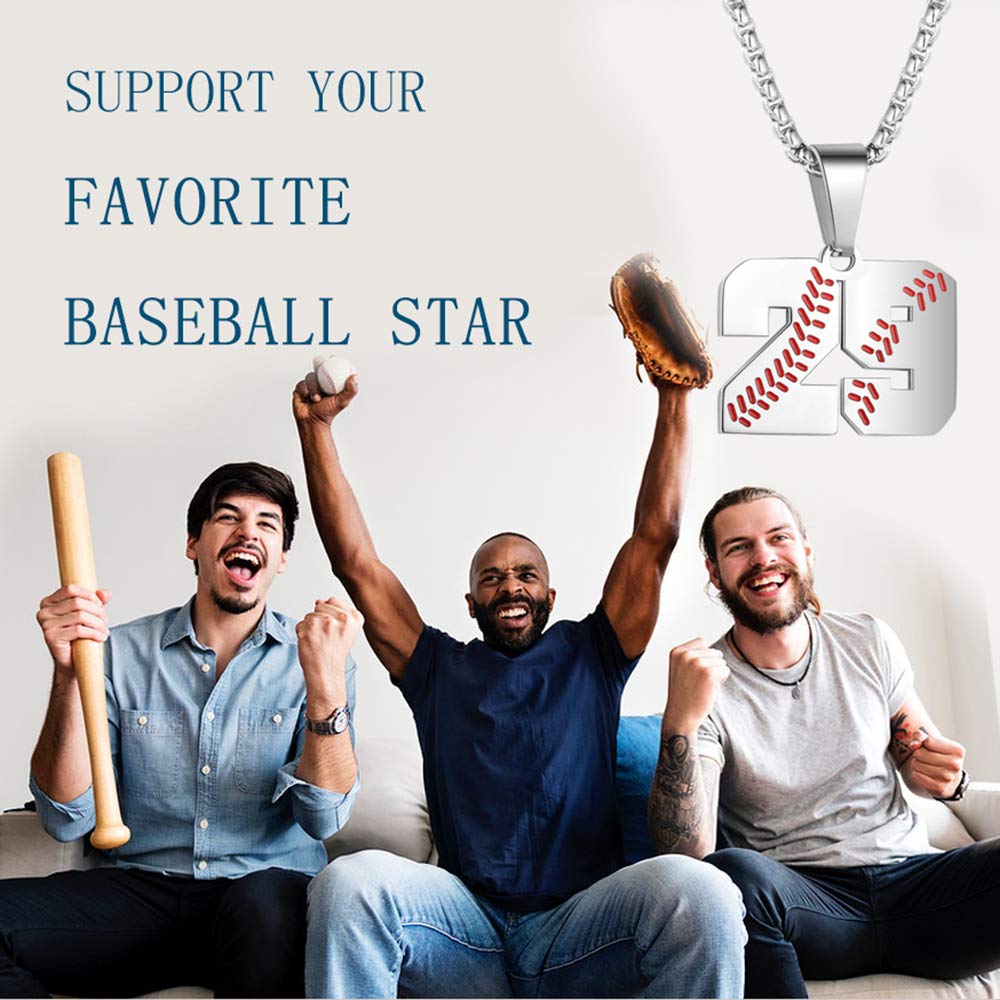 ZRAY Stainless Steel Baseball Jersey Number Necklace - Custom Number Pendant for Men & Women | Sports Jewelry Gift for Players & Fans