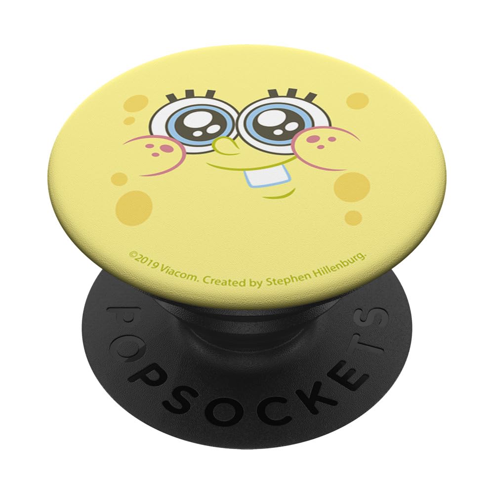 SpongeBob SquarePants PopSockets PopGrip - Nickelodeon Cartoon Phone Grip & Stand for iPhone, Samsung - Perfect for Kids, Teens and Anime Fans (Sponge Face Design) - Great for School, Travel and Everyday Use