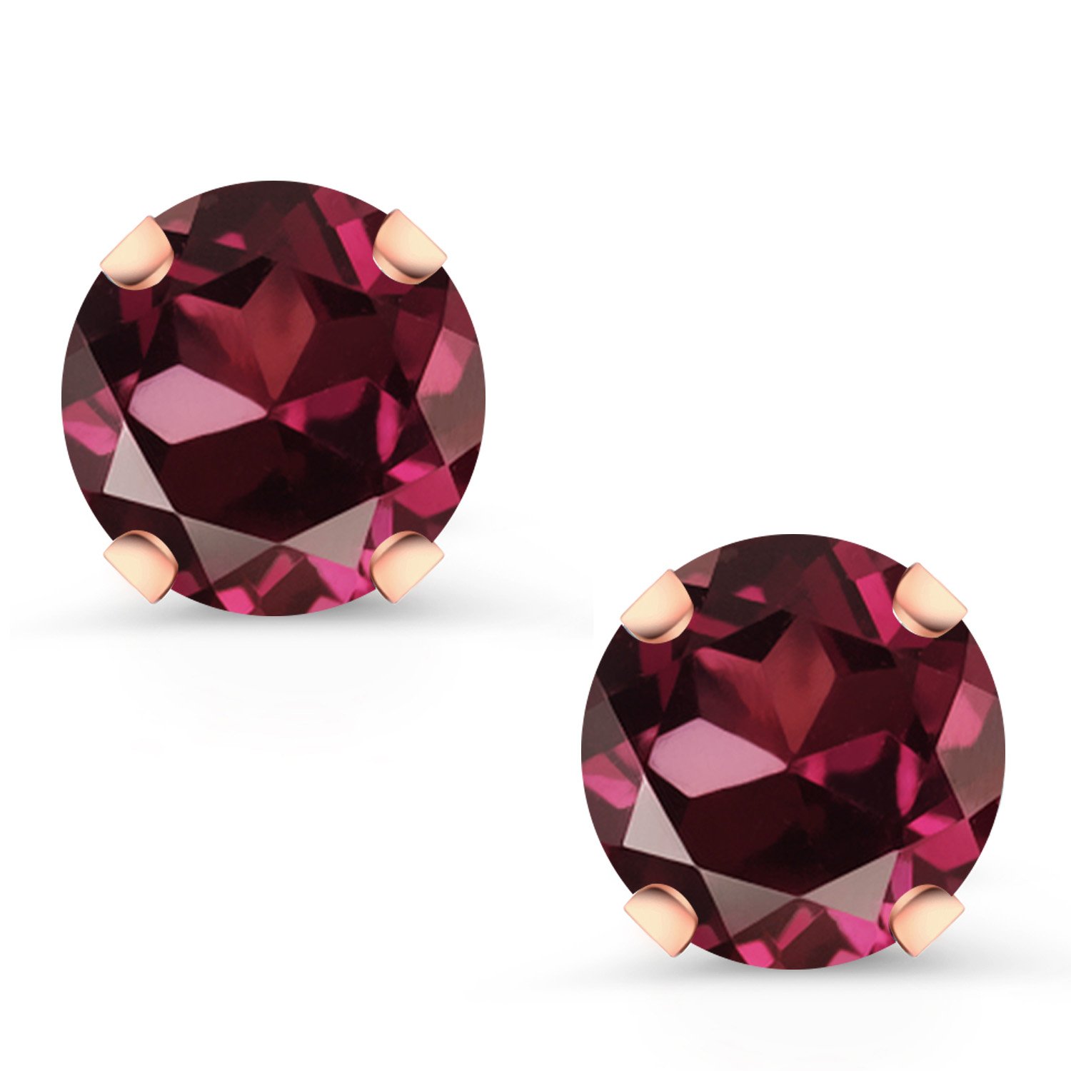 10K Rose Gold Round Birthstone Stud Earrings for Women & Men | 6MM Gemstone Jewelry | Perfect Gift for Birthday, Anniversary & Special Occasions