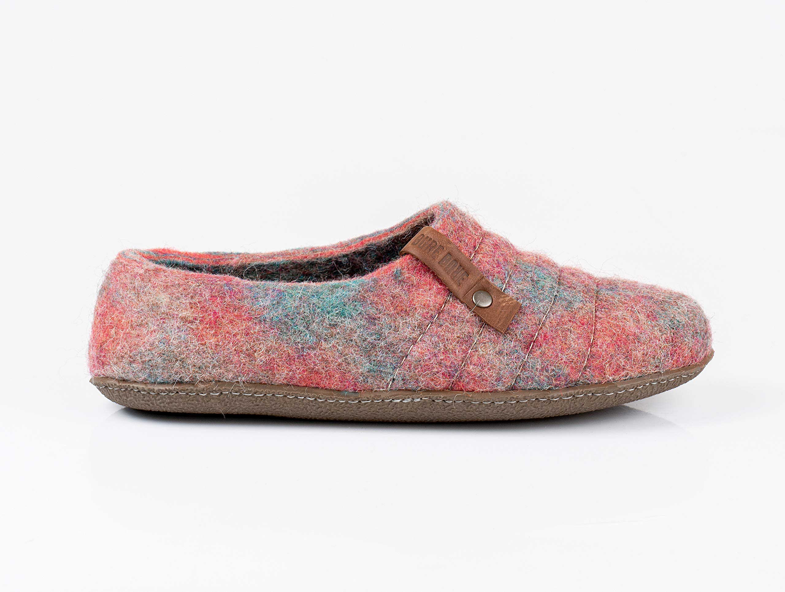 Women's Natural Boiled Wool Slippers - Cozy Felted House Shoes for Women in Coral & Blue | Perfect for Indoor Comfort, Winter Warmth & Relaxation at Home