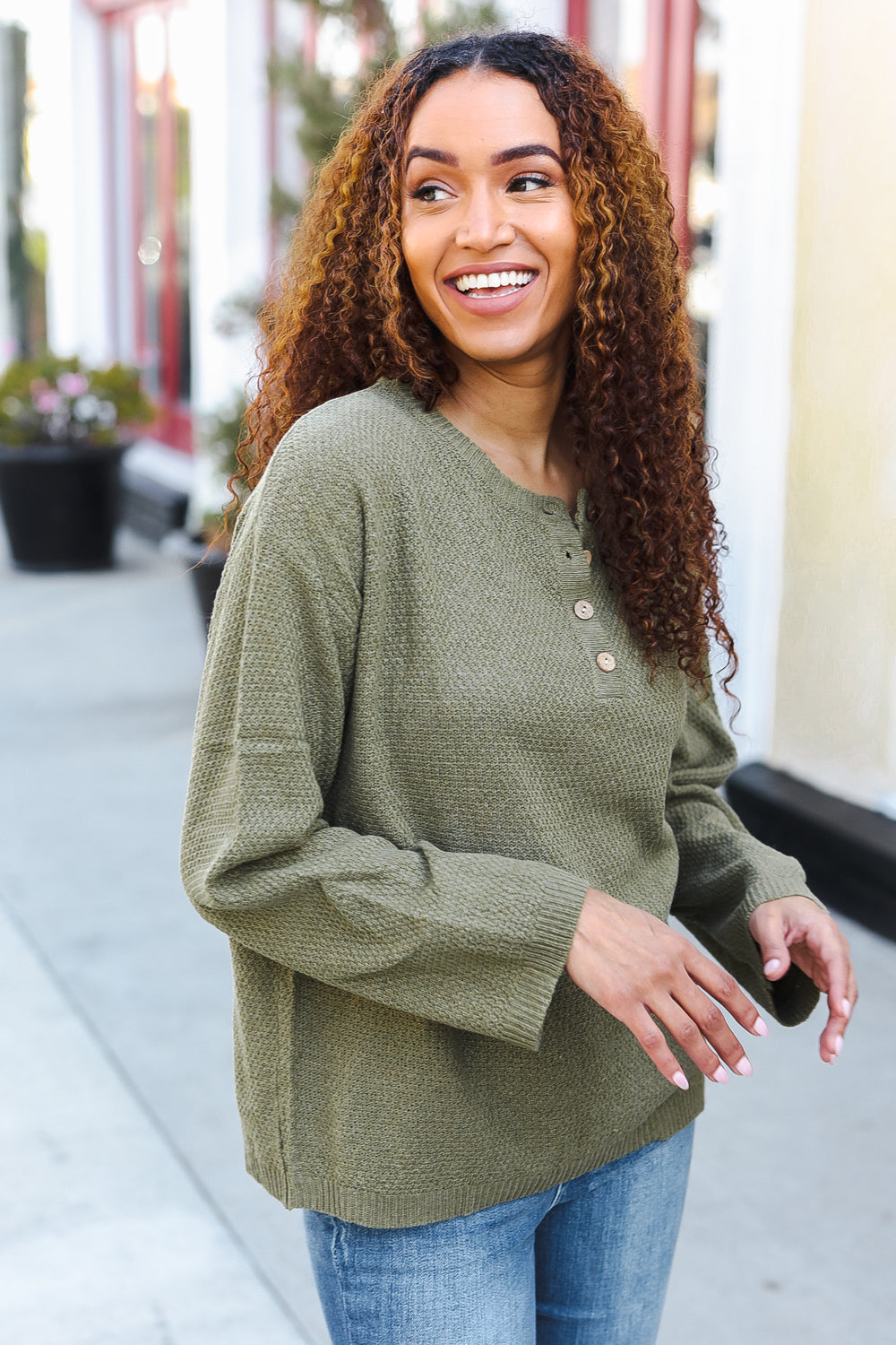 Stylish Moss Green Ribbed Button Down Sweater for Women | Cozy Knit Pullover for Fall & Winter | Perfect for Office, Casual Outfits & Layering