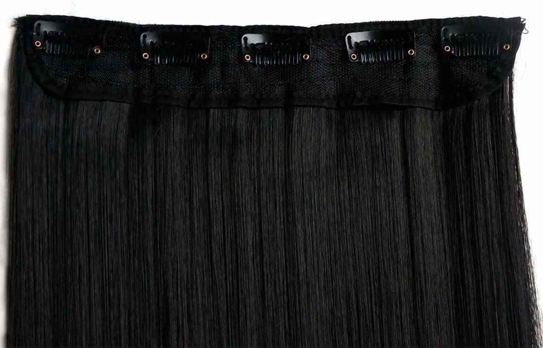 ELCABELL Long Straight Synthetic Hair Extensions & Wigs for Women - Smooth Silky Black Hair Extensions for Daily Wear, Parties & Cosplay