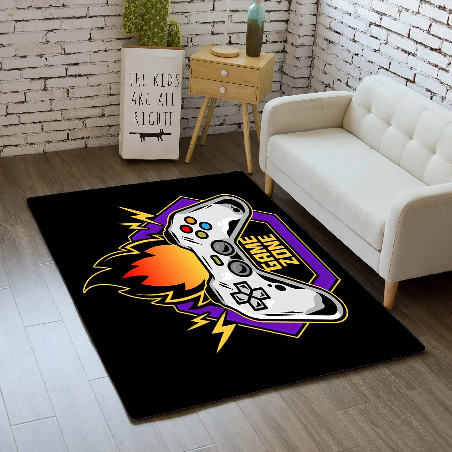 3D Printed Gamepad Area Rug - Medium Size 31''×63'' Non-Slip Controller Floor Mat for Kids Bedroom & Gamer Room - Perfect for Video Game Lovers & Home Decor