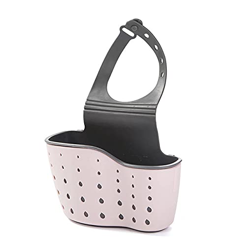 Pink Suction Cup Sink Shelf Organizer - Soap Sponge Drain Rack for Bathroom & Kitchen Storage | Space-Saving Sink Accessory for Dishes, Sponges & Cleaning Supplies (Pink)