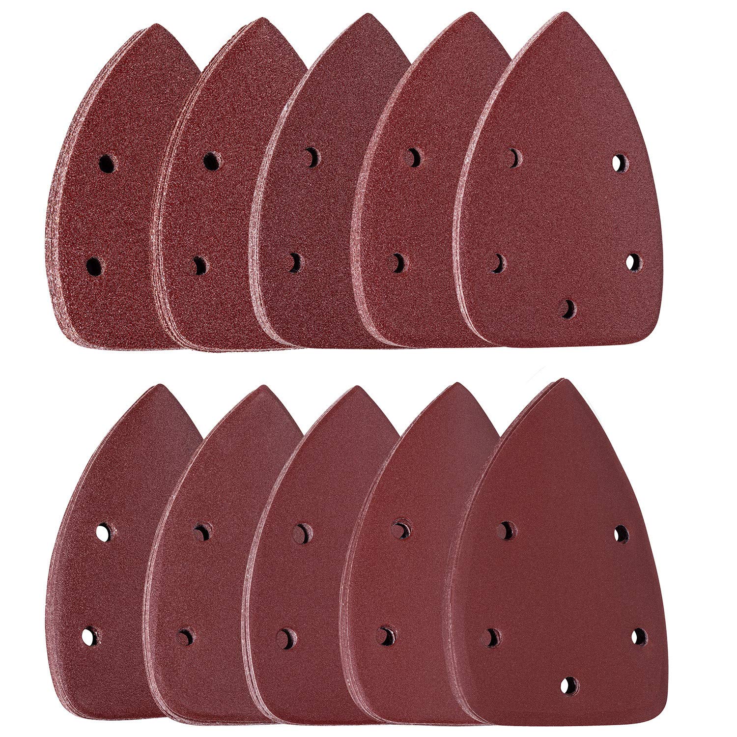 Ettonsun 100Pcs Aluminum Oxide Sandpaper Assortment - 40 to 400 Grits for Wood, Metal, Wall & Detail Sanding - Compatible with 140mm Oscillating Multitool Sander - Perfect for DIY Projects, Furniture Refinishing & Surface Preparation