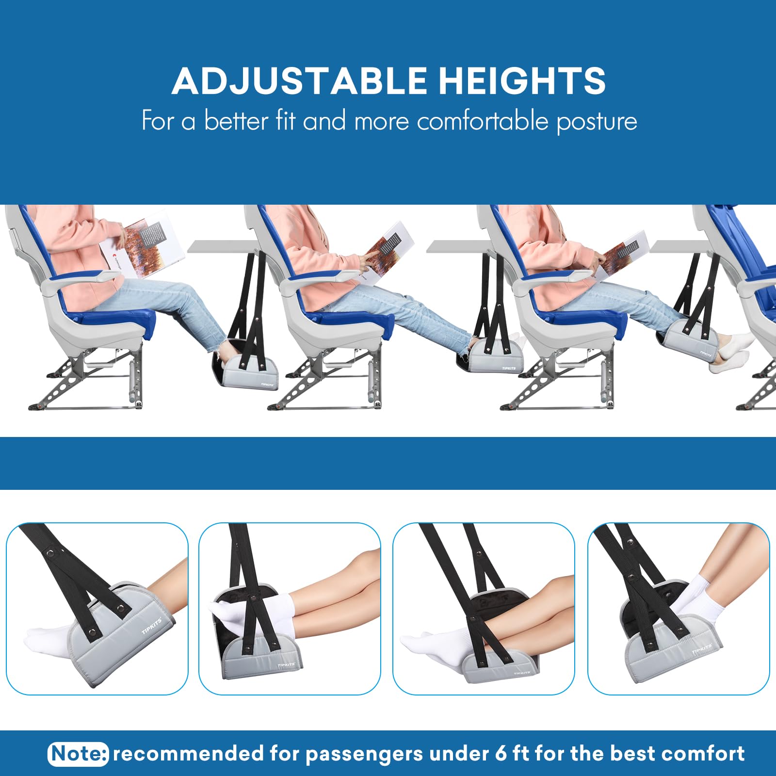 Premium Memory Foam Airplane Footrest – Portable Travel Foot Rest with Comfortable Non-Slip Base | Reduces Swelling & Soreness | Ideal for Long Flights, Road Trips & Office Use | Perfect Gift for Frequent Travelers