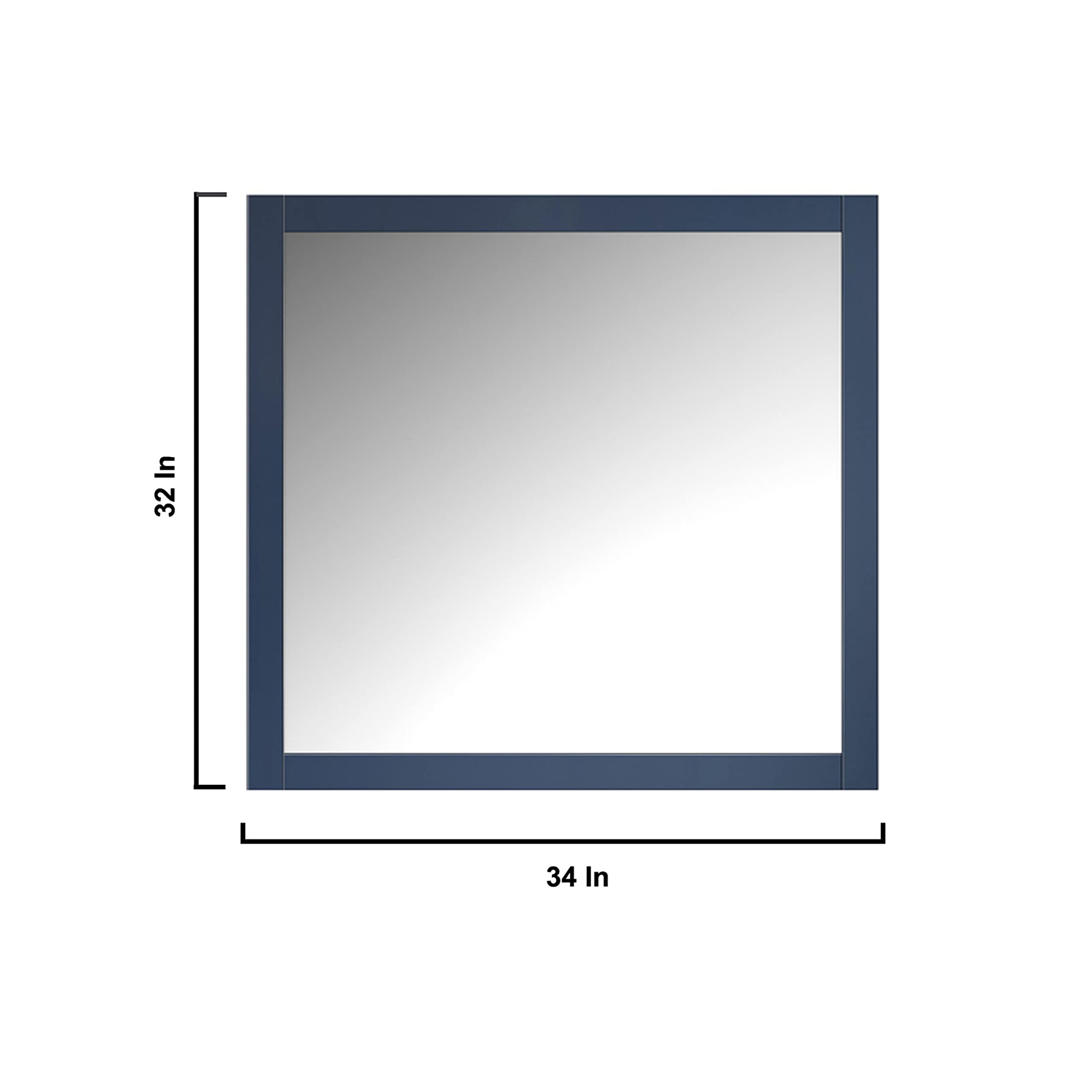 Jacques 36 Inch Wide x 22 Inch Deep Left Offset Navy Blue Bathroom Vanity Set with 34 Inch Mirror - Perfect for Modern Master Bathrooms & Guest Bath Suites