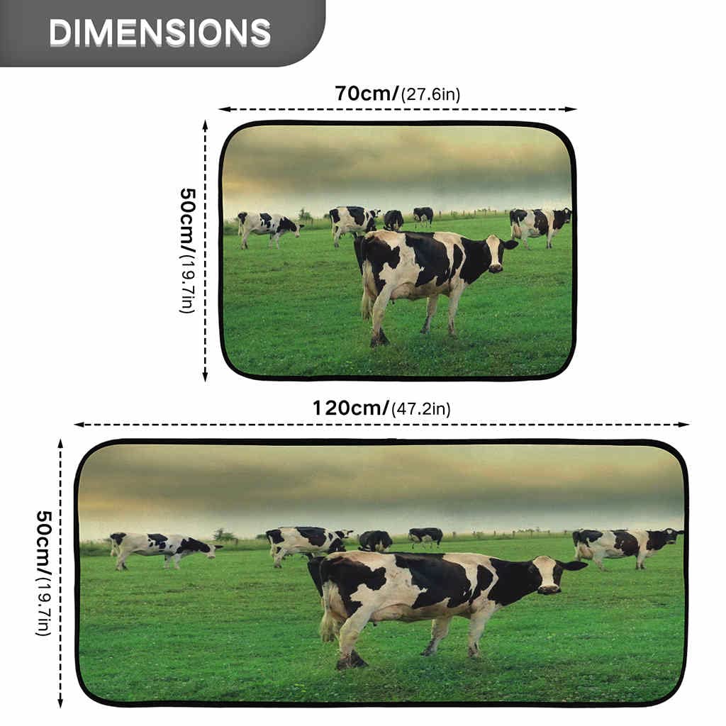 Farmhouse Kitchen Rug Mat with Cows & Stormy Sky Design - Non-Slip, Absorbent Runner for Kitchen, Entryway, Hallway, Laundry, Bathroom, Bedroom, and Outdoor Patio