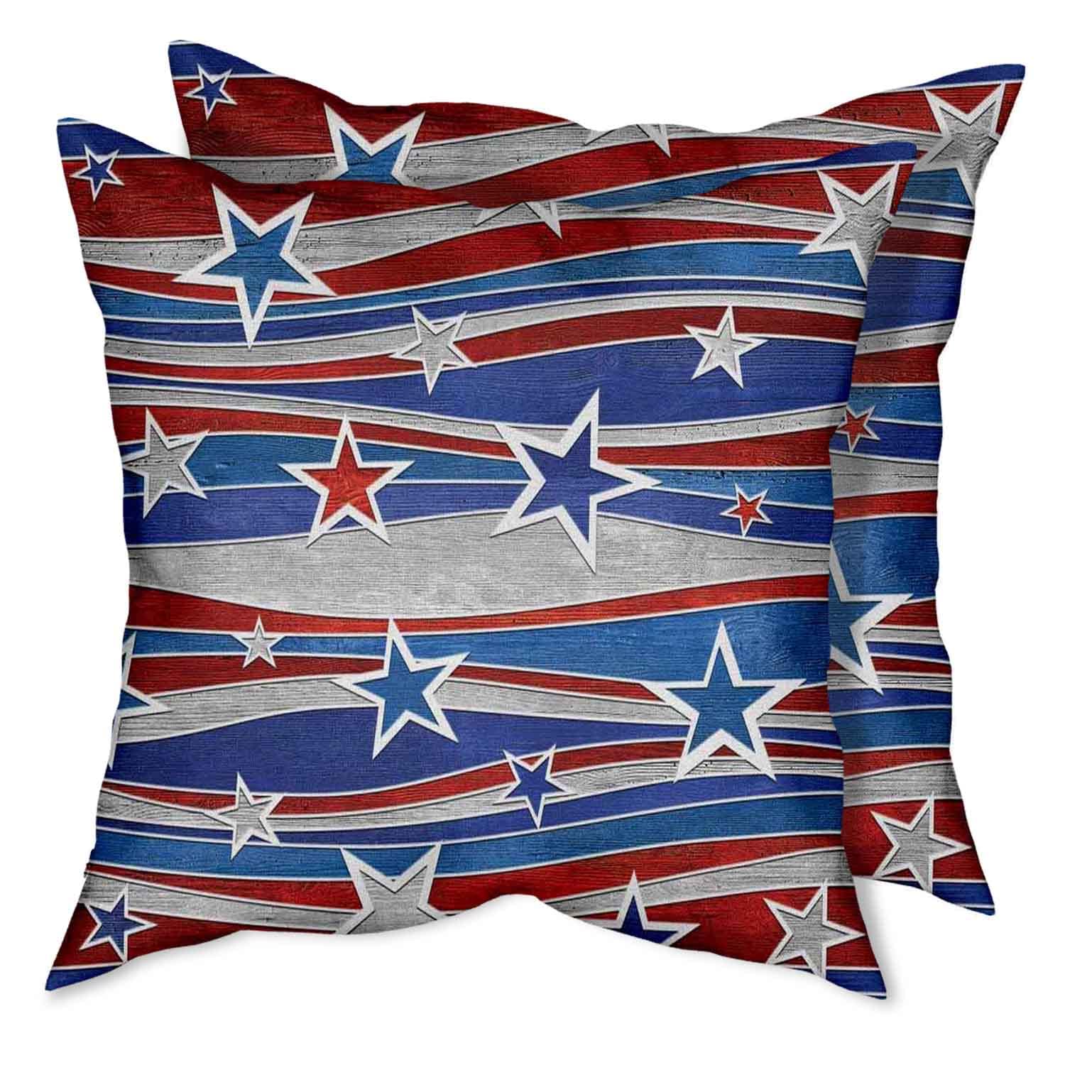 18x18 Throw Pillow Covers Set of 2 - Soft Decorative Couch Pillows with Abstract Patriotic American Flag Design (Red, White & Blue) - Perfect for Living Room, Sofa, Bedroom & Home Decor