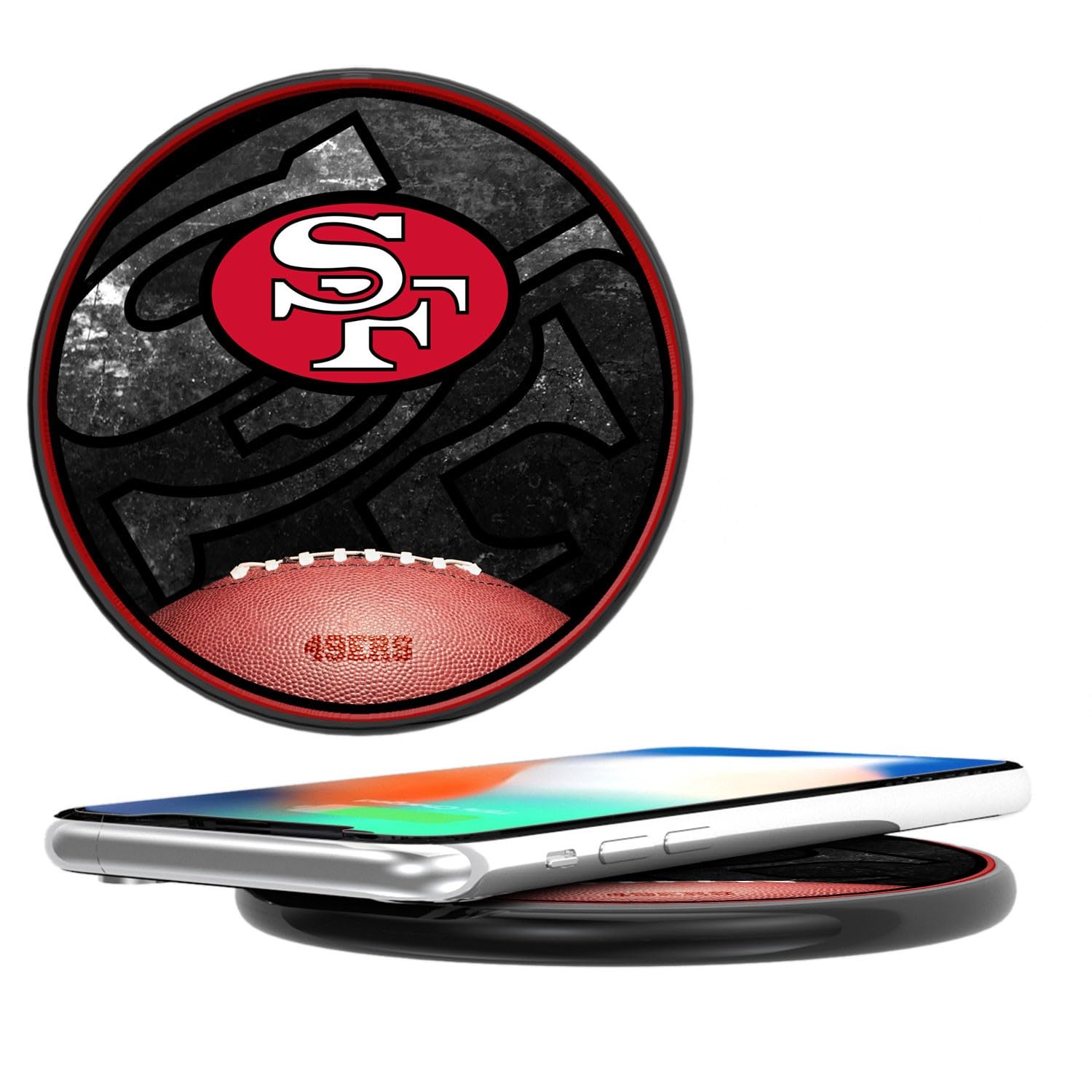 San Francisco 49ers 10W Fast Wireless Charger Pad - NFL Team Logo Qi-Certified Charging Station for iPhone, Samsung, AirPods - Perfect for Home, Office & Car Use